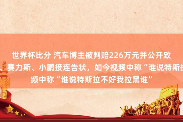 世界杯比分 汽车博主被判赔226万元并公开致歉，曾被比亚迪、赛力斯、小鹏接连告状，如今视频中称“谁说特斯拉不好我拉黑谁”