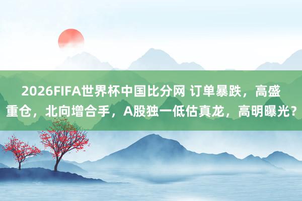 2026FIFA世界杯中国比分网 订单暴跌,高盛重仓,北向增合手,A股独一低估真龙,高明曝光?
