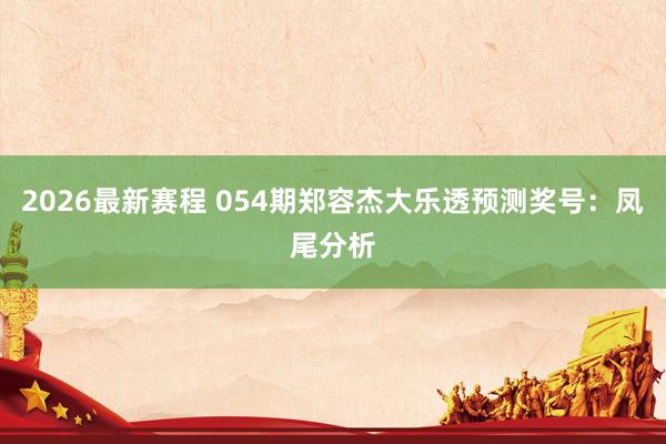 2026最新赛程 054期郑容杰大乐透预测奖号:凤尾分析