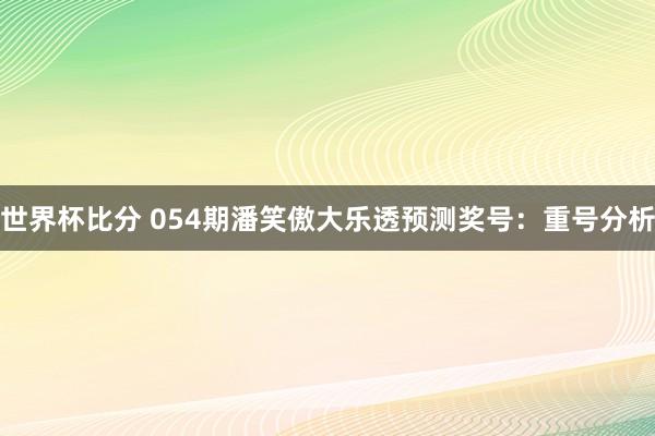 世界杯比分 054期潘笑傲大乐透预测奖号:重号分析