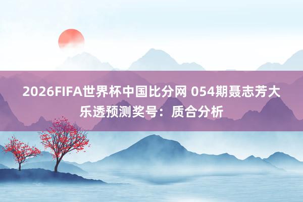 2026FIFA世界杯中国比分网 054期聂志芳大乐透预测奖号：质合分析