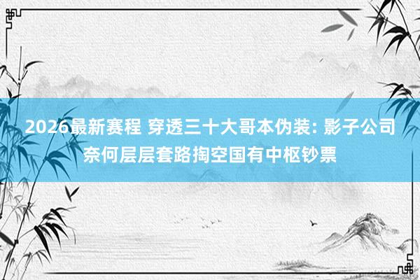 2026最新赛程 穿透三十大哥本伪装: 影子公司奈何层层套路掏空国有中枢钞票