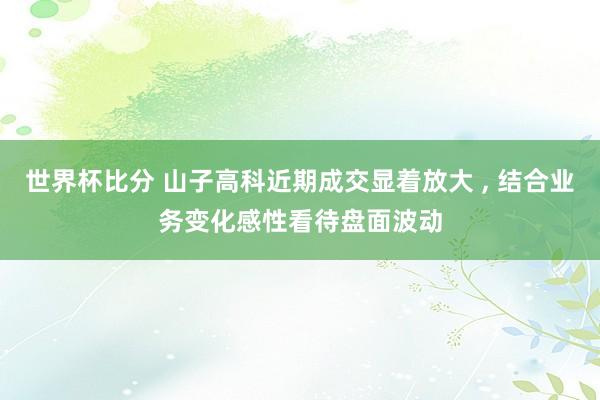 世界杯比分 山子高科近期成交显着放大 , 结合业务变化感性看待盘面波动
