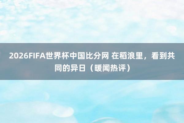 2026FIFA世界杯中国比分网 在稻浪里,看到共同的异日(暖闻热评)