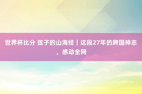 世界杯比分 弦子的山海经|这段27年的跨国神志,感动全网