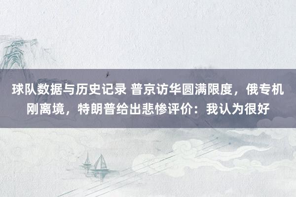 球队数据与历史记录 普京访华圆满限度,俄专机刚离境,特朗普给出悲惨评价:我认为很好