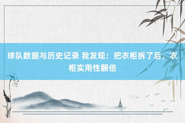 球队数据与历史记录 我发现:把衣柜拆了后,衣柜实用性翻倍