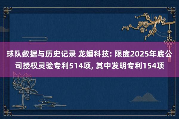 球队数据与历史记录 龙蟠科技: 限度2025年底公司授权灵验专利514项, 其中发明专利154项