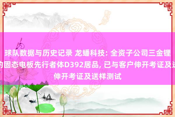 球队数据与历史记录 龙蟠科技: 全资子公司三金锂电推出的固态电板先行者体D392居品， 已与客户伸开考证及送样测试