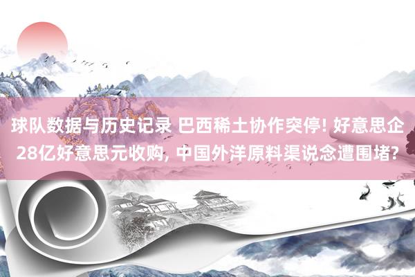 球队数据与历史记录 巴西稀土协作突停! 好意思企28亿好意思元收购， 中国外洋原料渠说念遭围堵?