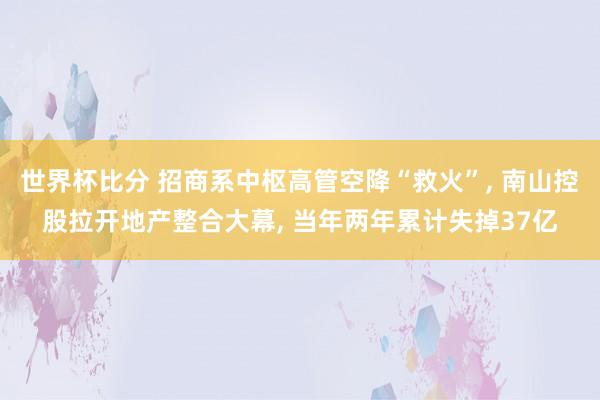 世界杯比分 招商系中枢高管空降“救火”, 南山控股拉开地产整合大幕, 当年两年累计失掉37亿