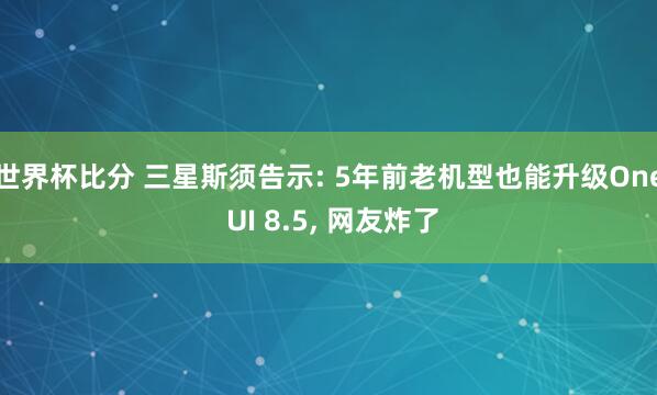 世界杯比分 三星斯须告示: 5年前老机型也能升级One UI 8.5， 网友炸了