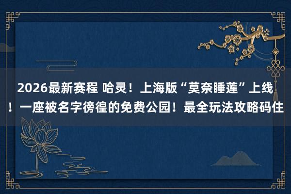 2026最新赛程 哈灵!上海版“莫奈睡莲”上线!一座被名字徬徨的免费公园!最全玩法攻略码住