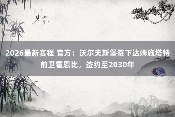 2026最新赛程 官方:沃尔夫斯堡签下达姆施塔特前卫霍恩比,签约至2030年
