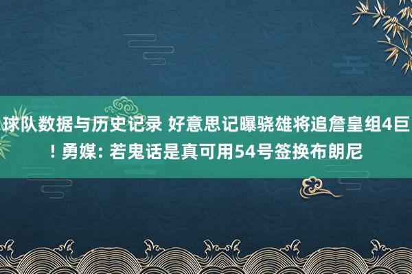 球队数据与历史记录 好意思记曝骁雄将追詹皇组4巨! 勇媒: 若鬼话是真可用54号签换布朗尼