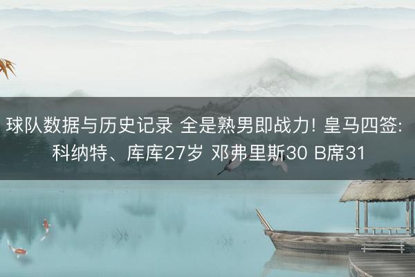 球队数据与历史记录 全是熟男即战力! 皇马四签: 科纳特、库库27岁 邓弗里斯30 B席31