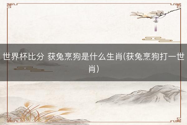 世界杯比分 获兔烹狗是什么生肖(获兔烹狗打一世肖)