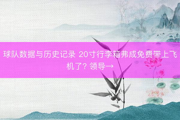 球队数据与历史记录 20寸行李箱弗成免费带上飞机了? 领导→